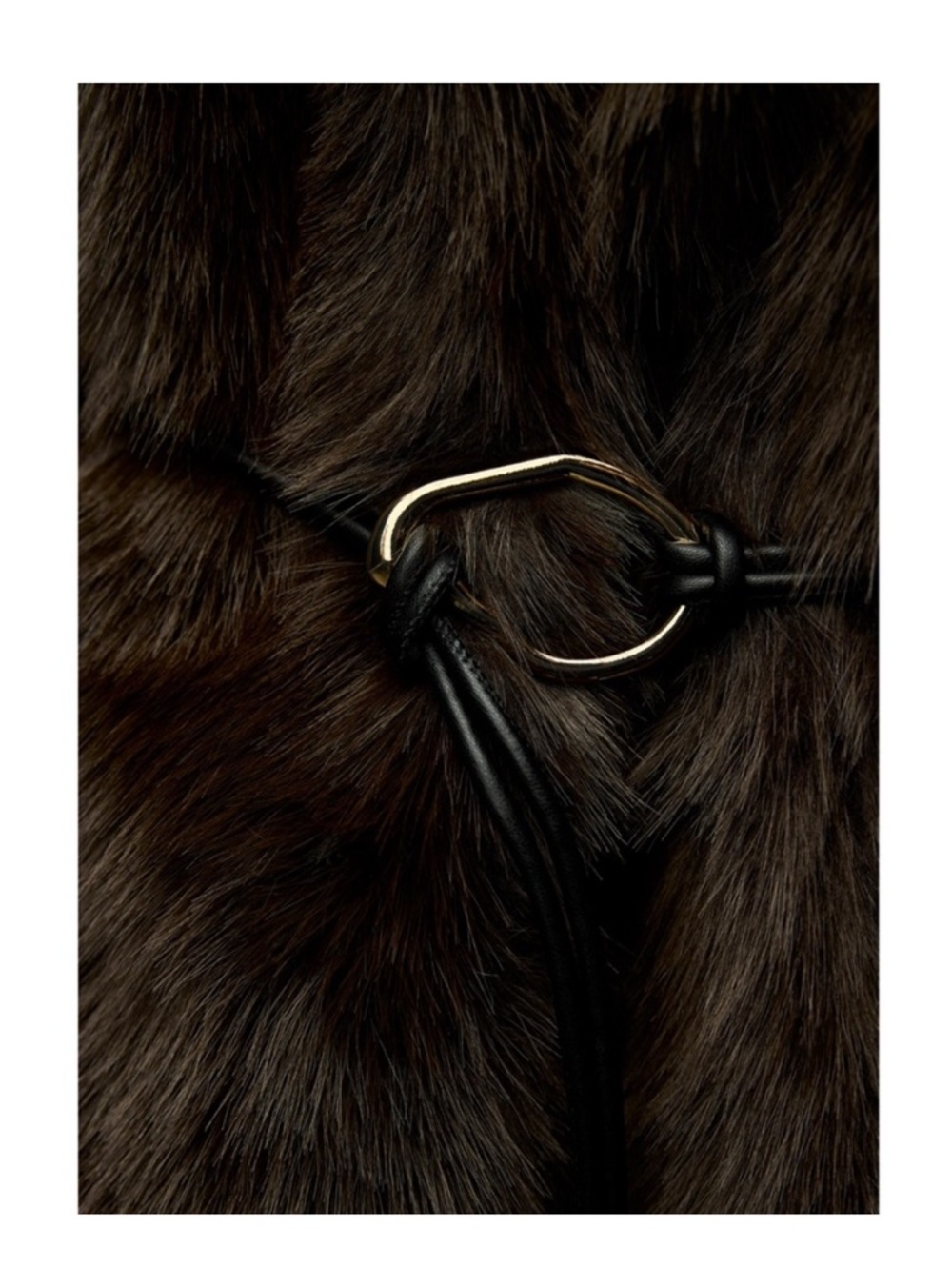 Zara Chocolate Brown Faux Fur Coat with Belt - Picture 4 of 6